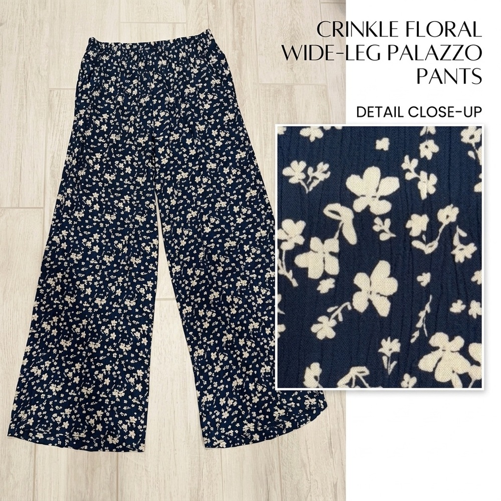 Dip Blue Floral Pattern Wide Pants size M - Picture 3 of 11
